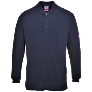 Portwest Flame Resistant Anti-Static Long Sleeve Polo Shirt - Grey