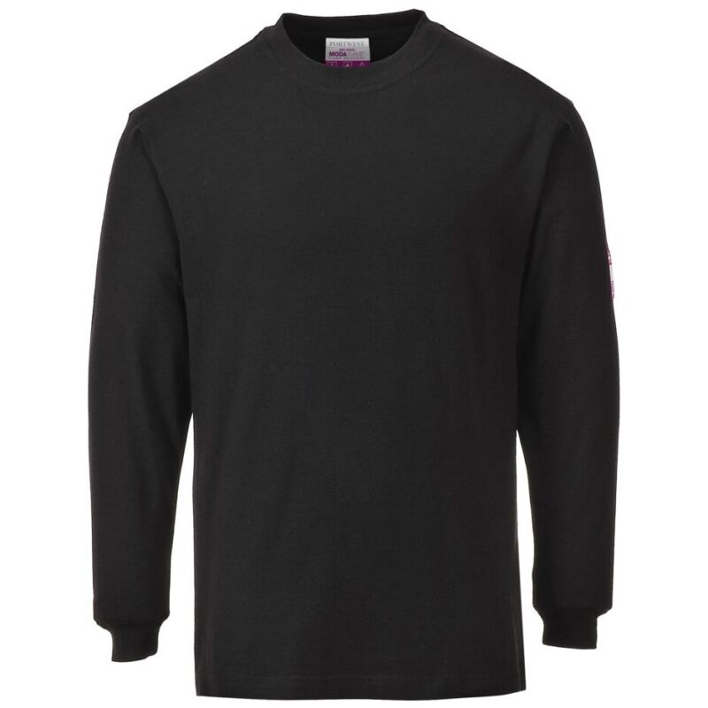 Portwest Flame Resistant Anti-Static Long Sleeve T-Shirt - Black
