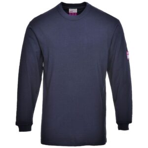 Portwest Flame Resistant Anti-Static Long Sleeve T-Shirt - Navy