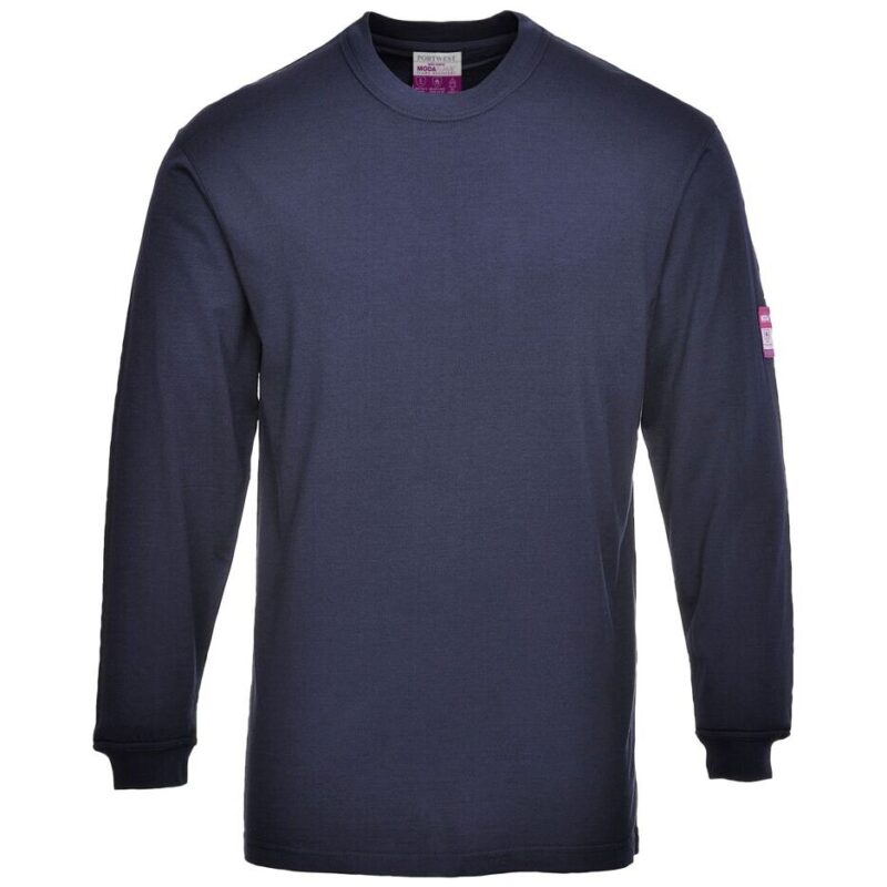 Portwest Flame Resistant Anti-Static Long Sleeve T-Shirt - Navy