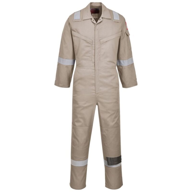 Portwest Flame Resistant Super Light Weight Anti-Static Coverall 210g - Khaki