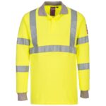 Portwest Flame Resistant Anti-Static Hi-Vis Long Sleeve Polo Shirt - XXXL