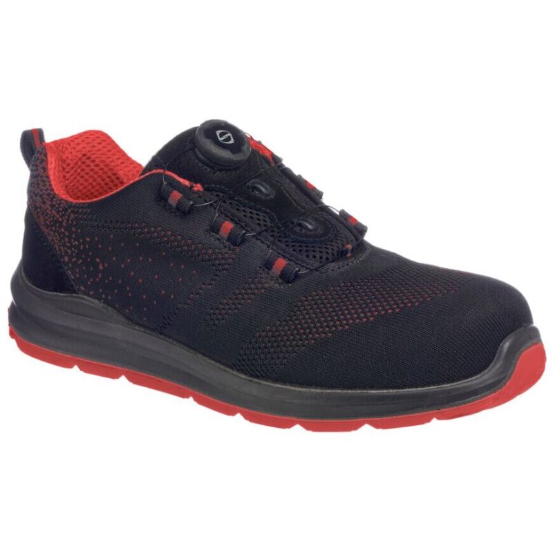 Portwest Portwest Compositelite Wire Lace Safety Trainer Knit S1P - Black/Red