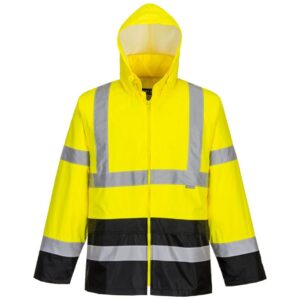 Portwest Hi-Vis Contrast Classic Rain Jacket - Orange/Navy