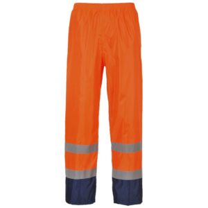 Portwest Hi-Vis Contrast Classic Rain Trousers - Yellow/Navy