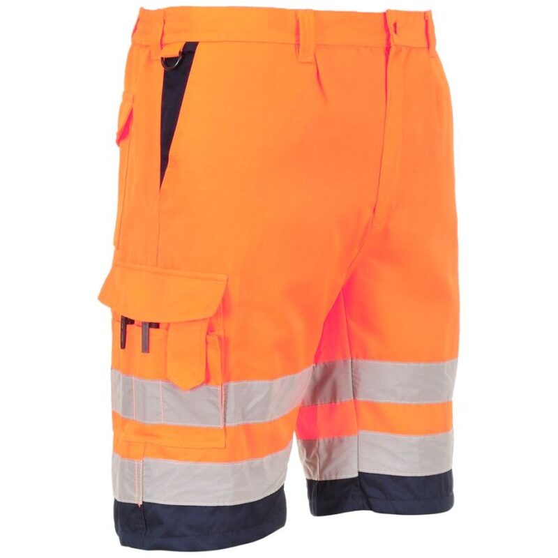 Portwest Hi-Vis Lightweight Polycotton Shorts - Orange/Navy