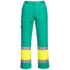 Portwest Hi-Vis Lightweight Contrast Class 1 Service Trousers - Yellow/Teal