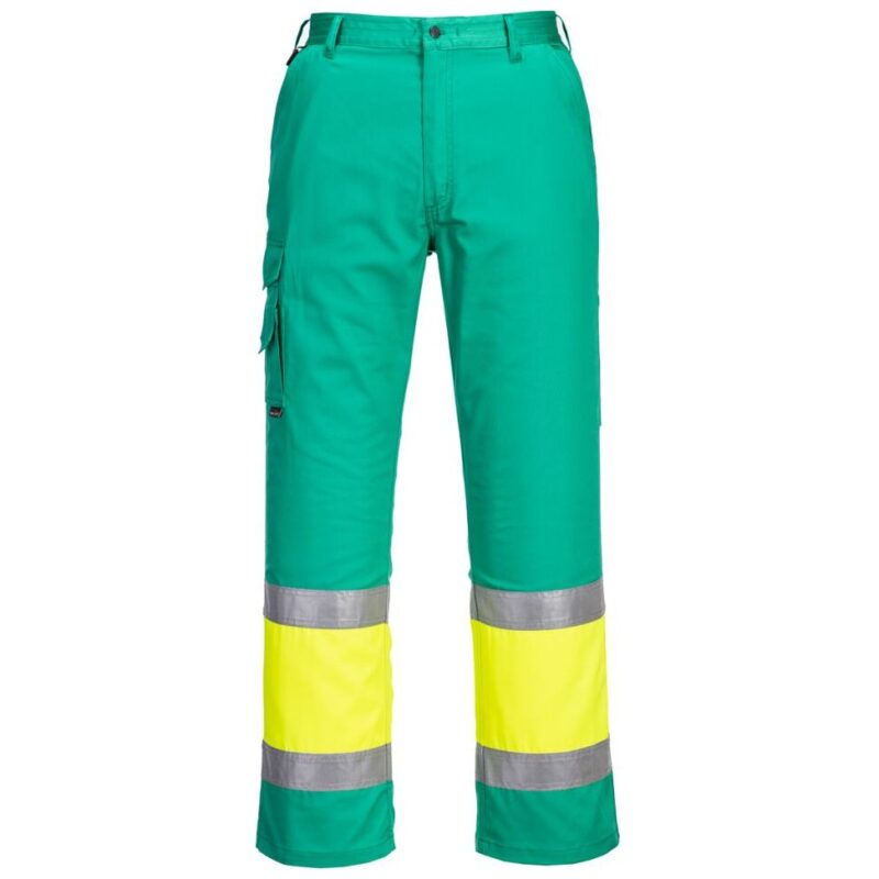 Portwest Hi-Vis Lightweight Contrast Class 1 Service Trousers - Yellow/Teal