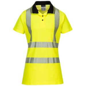 Portwest Hi-Vis Women's Cotton Comfort Pro Polo Shirt Short Sleeve - Orange/Grey