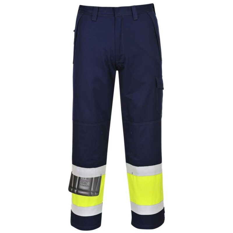 Portwest Hi-Vis Modaflame Trousers - Yellow/Navy Tall