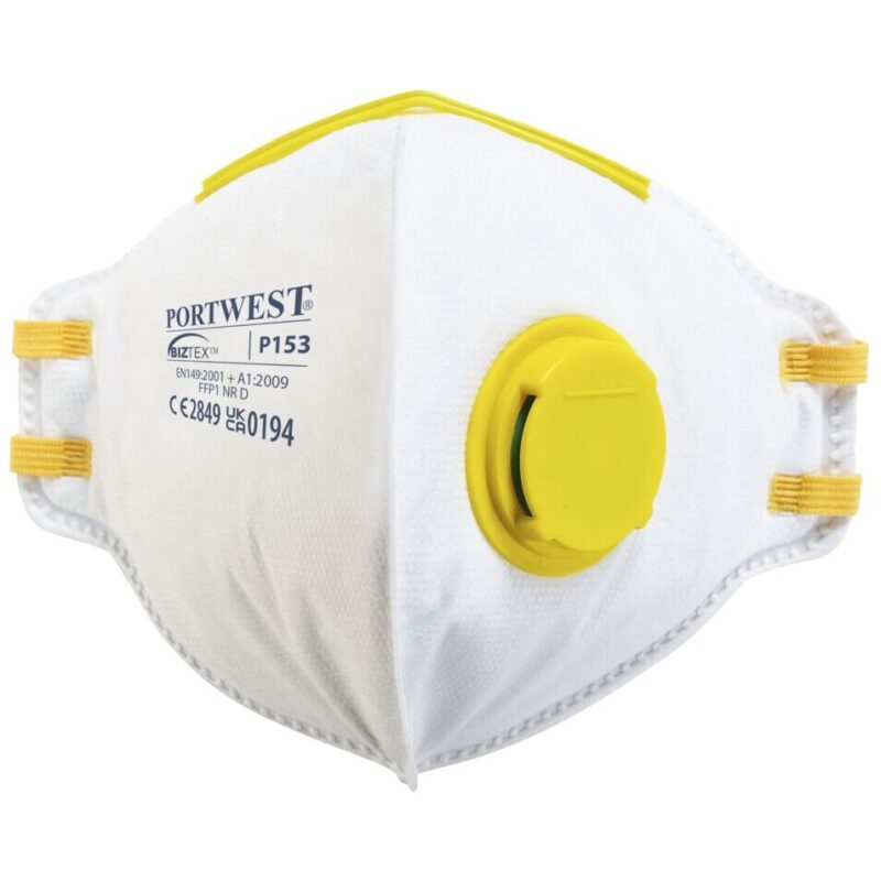 Portwest FFP1 Valved Dolomite Fold Flat Respirator White P153