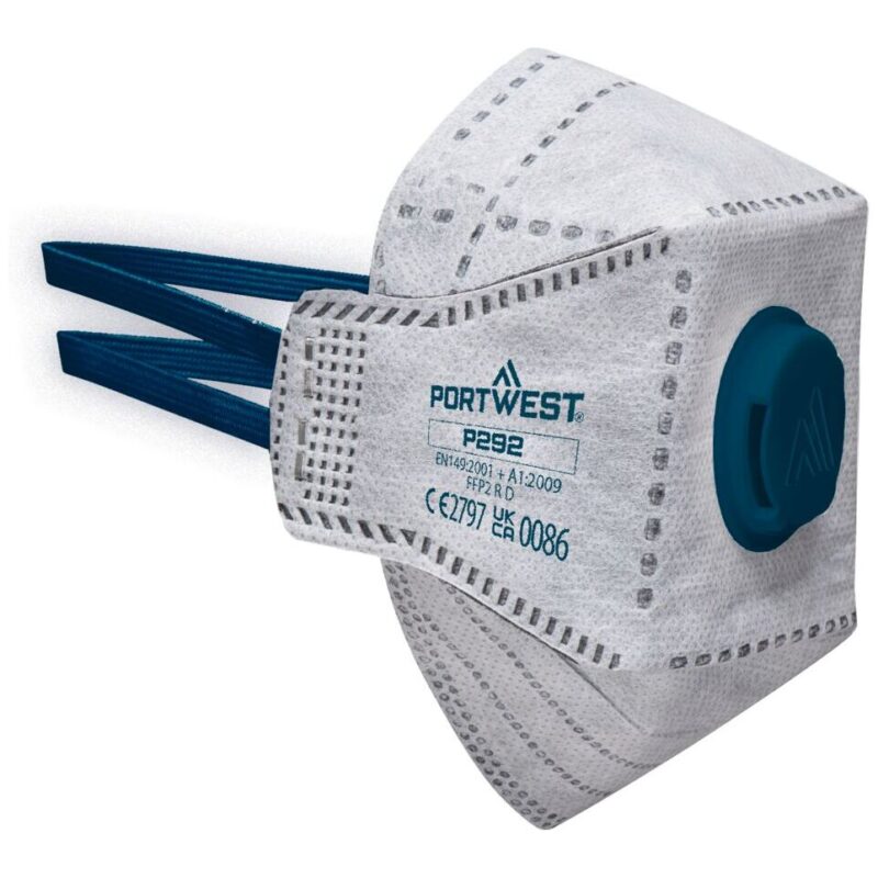 Portwest EAGLE FFP2 Valved Carbon Fold Flat Respirator White P292