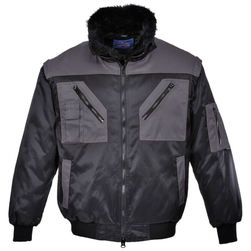 Portwest Two Tone Pilot Jacket - Black/Grey