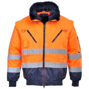 Portwest Hi-Vis 3-in-1 Contrast Pilot Jacket - Orange/Navy