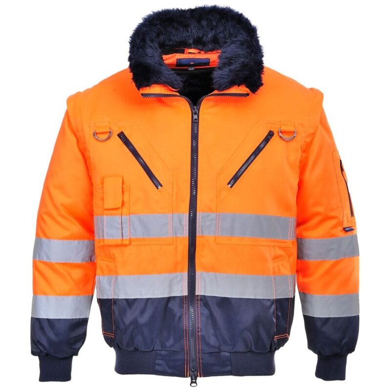 Portwest Hi-Vis 3-in-1 Contrast Pilot Jacket - Orange/Navy