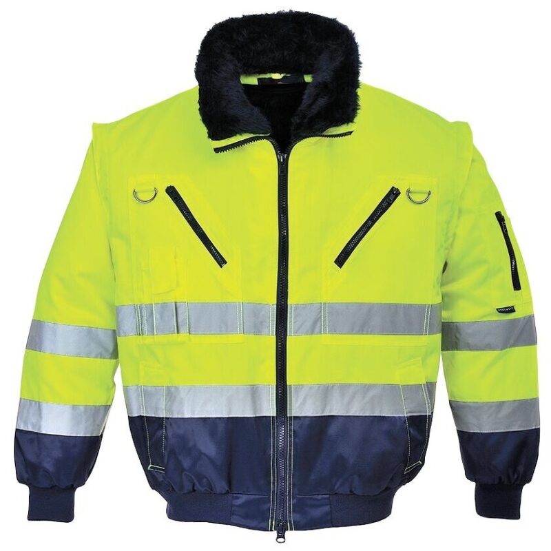 Portwest Hi-Vis 3-in-1 Contrast Pilot Jacket - Yellow/Navy