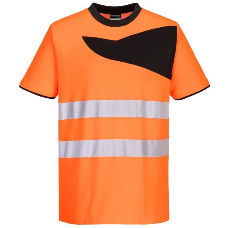 Portwest PW2 Hi-Vis Cotton Comfort T-Shirt Short Sleeve - Orange/Black