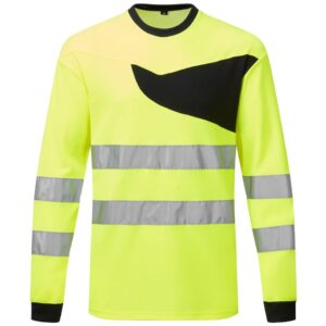 Portwest PW2 Hi-Vis T-Shirt Long Sleeve - Yellow/Black