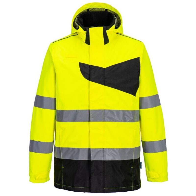Portwest PW2 Hi-Vis Rain Jacket - Yellow/Black