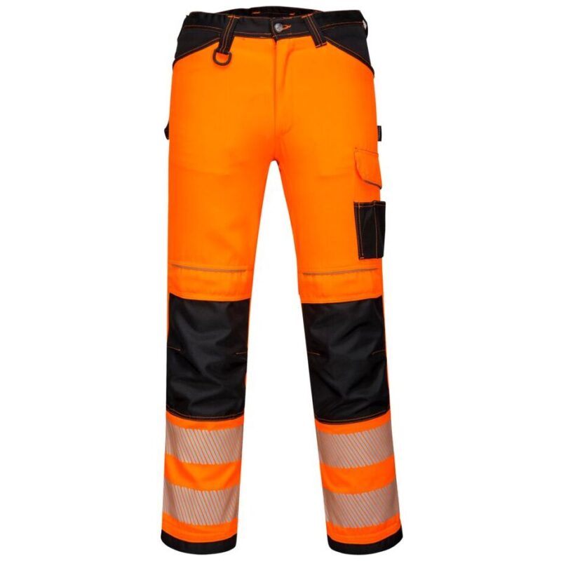 Portwest PW3 Hi-Vis Lightweight Stretch Work Trousers - Orange/Black