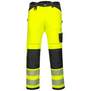 Portwest PW3 Hi-Vis Lightweight Stretch Work Trousers - Yellow/Black