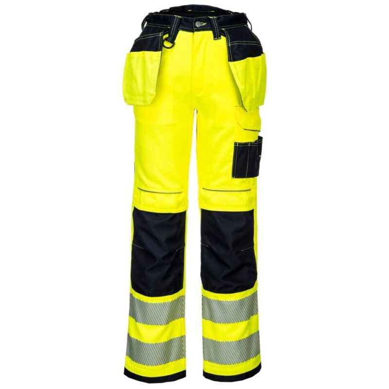 Portwest PW3 Hi-Vis Stretch Holster Pocket Trousers - Yellow/Black