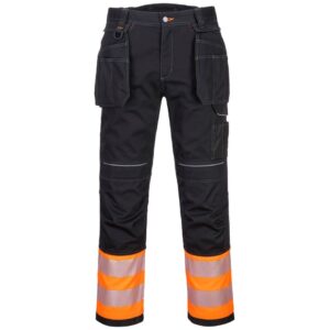 Portwest PW3 Hi-Vis Class 1 Holster Pocket Trousers - Orange/Black