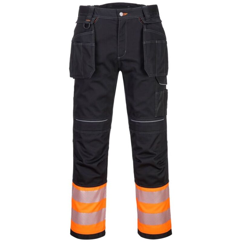 Portwest PW3 Hi-Vis Class 1 Holster Pocket Trousers - Orange/Black
