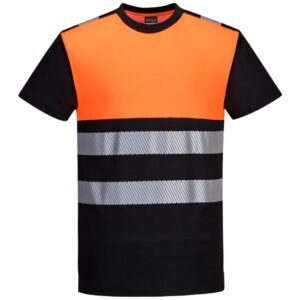 Portwest PW3 Hi-Vis Cotton Comfort Class 1 T-Shirt Short Sleeve - Black/Yellow