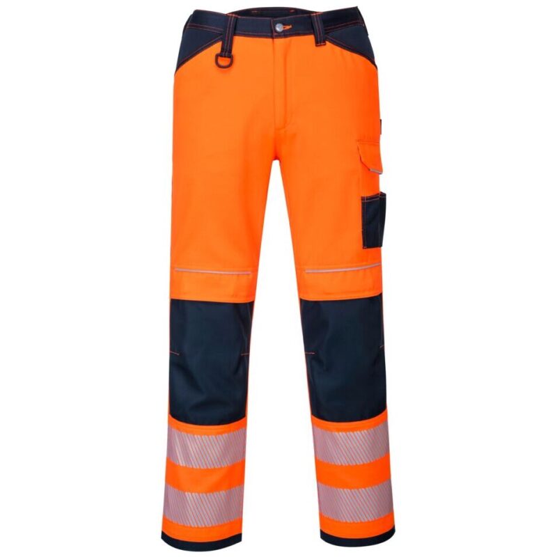 Portwest PW3 Hi-Vis Work Trousers - Orange/Navy