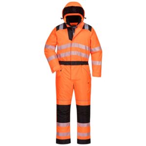 Portwest PW3 Hi-Vis Winter Coverall - Orange/Black