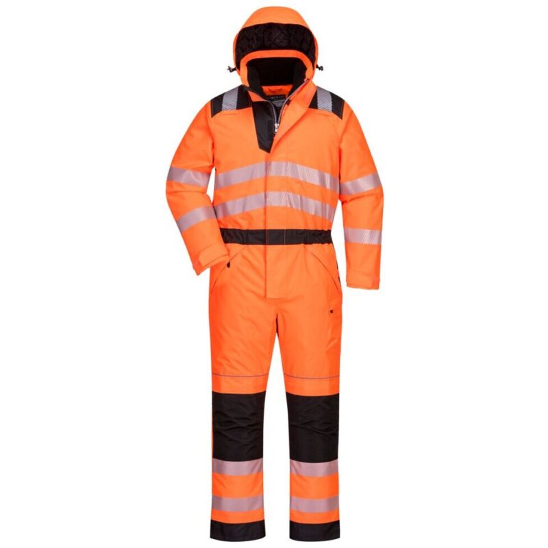 Portwest PW3 Hi-Vis Winter Coverall - Orange/Black