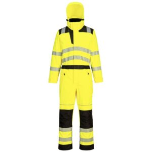 Portwest PW3 Hi-Vis Rain Coverall - Yellow/Black