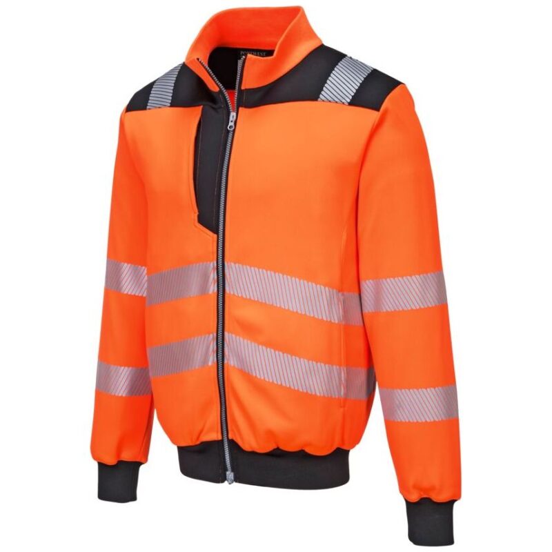 Portwest PW3 Hi-Vis Zip Sweatshirt - Orange/Black