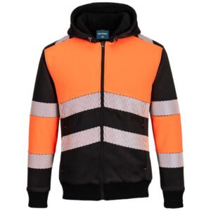 Portwest PW3 Zipped Class 1 Winter Hoodie - Orange/Black