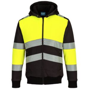 Portwest PW3 Zipped Class 1 Winter Hoodie - Yellow/Black