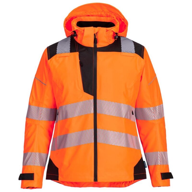 Portwest PW3 Hi-Vis Women's Rain Jacket - Orange/Black