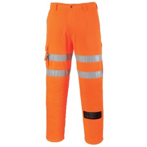 Portwest Hi-Vis Rail Work Trousers - Orange Tall