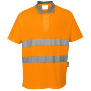 Portwest Hi-Vis Cotton Comfort Polo Shirt Short Sleeve - Yellow