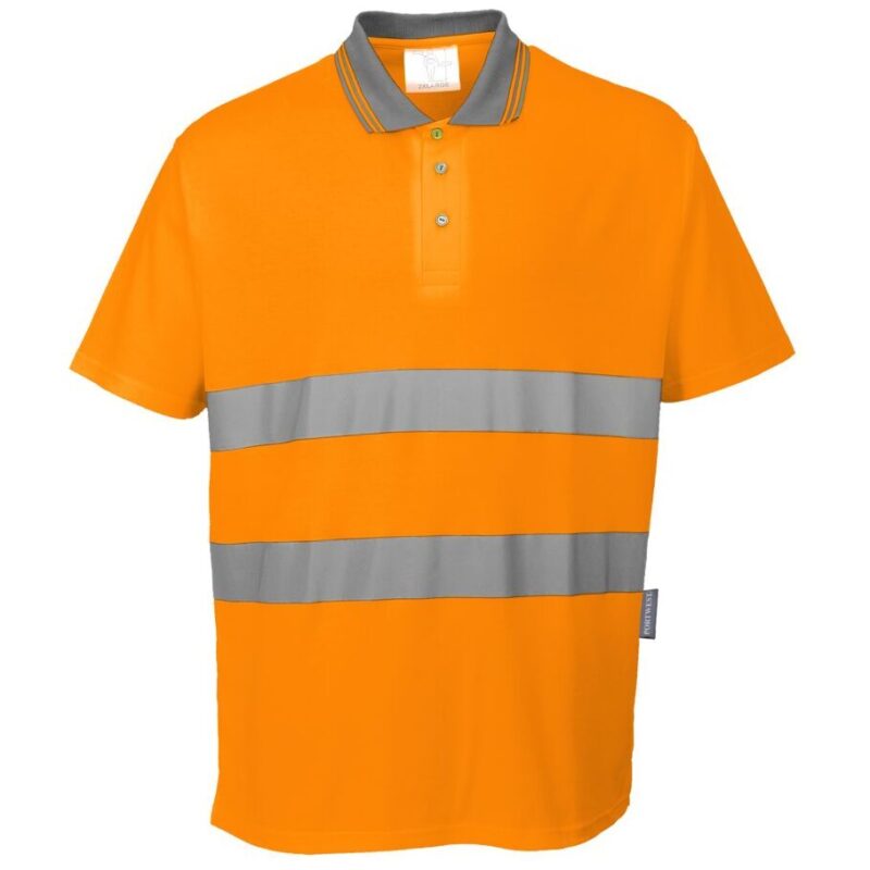 Portwest Hi-Vis Cotton Comfort Polo Shirt Short Sleeve - Orange