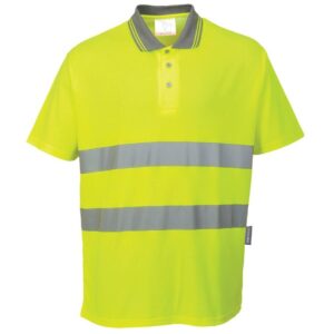 Portwest Hi-Vis Cotton Comfort Polo Shirt Short Sleeve - Yellow