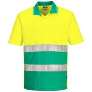 Portwest Hi-Vis Lightweight Contrast Polo Shirt Short Sleeve - Yellow/Teal