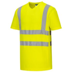 Portwest Hi-Vis Cotton Comfort Mesh Insert T-Shirt Short Sleeve - Yellow