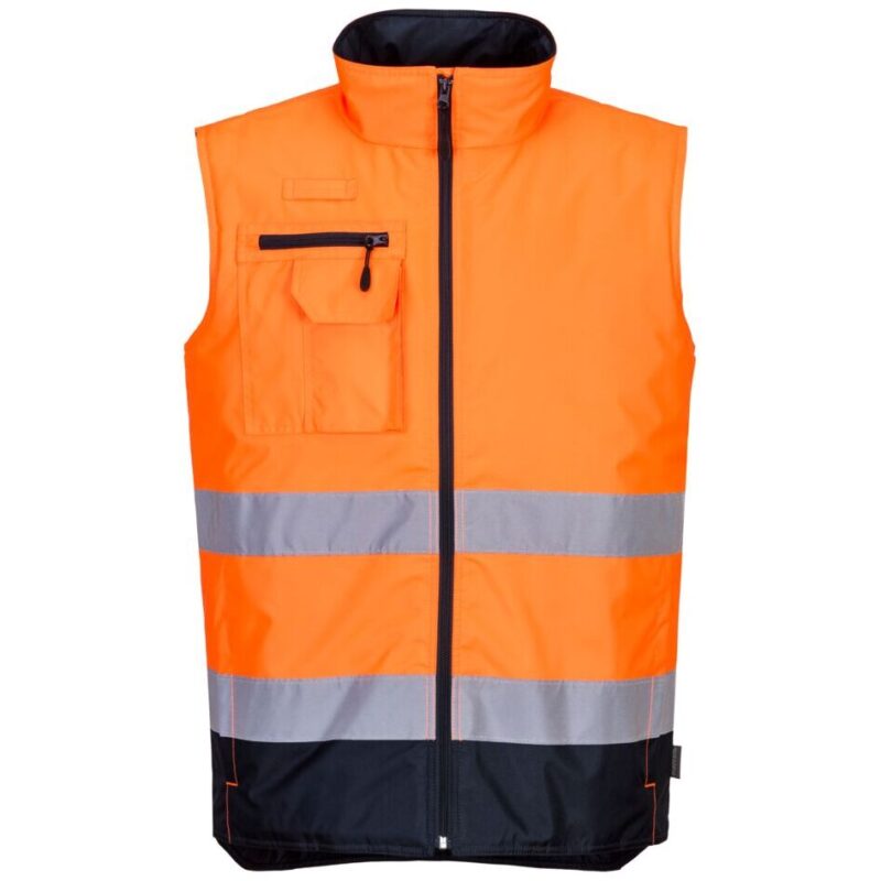 Portwest Hi-Vis Contrast Bodywarmer - Orange/Navy