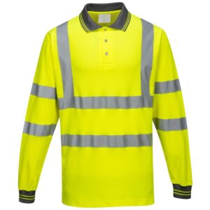 Portwest Hi-Vis Cotton Comfort Polo Shirt Long Sleeve - Orange
