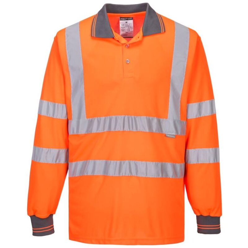 Portwest Hi-Vis Polo Shirt Long Sleeve - Orange