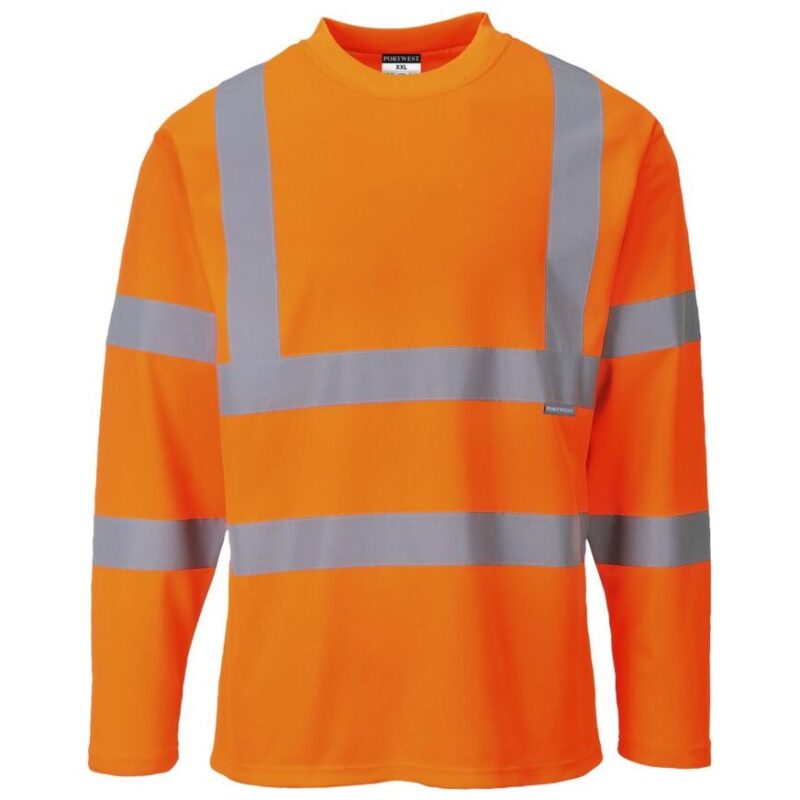Portwest Hi-Vis Cotton Comfort T-Shirt Long Sleeve - Orange