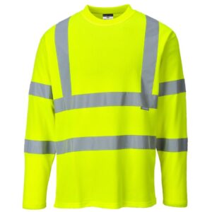 Portwest Hi-Vis Cotton Comfort T-Shirt Long Sleeve - Yellow
