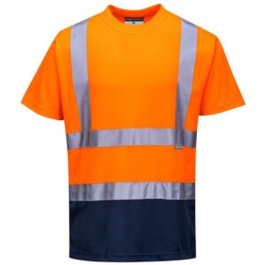 Portwest Hi-Vis Contrast T-Shirt Short Sleeve - Orange/Navy