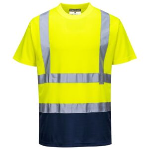 Portwest Hi-Vis Contrast T-Shirt Short Sleeve - Yellow/Navy